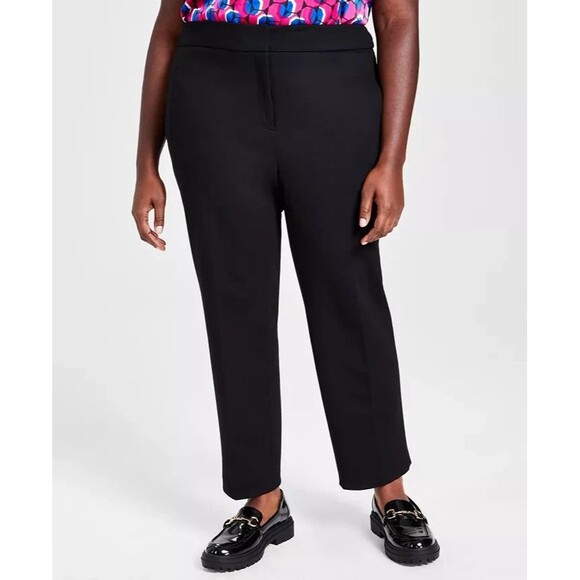 Bar III Women's Plus Size Compression Straight-Leg Pants Black 20W - Picture 1 of 10